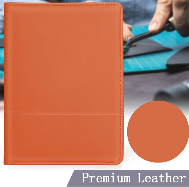 Konper Classic Padfolio/Junior Portfolio Folder Case, Business A5 Binder Organizer Notepad for Men Women, 5 x 8 Writing Pad Included, Orange - Image 3